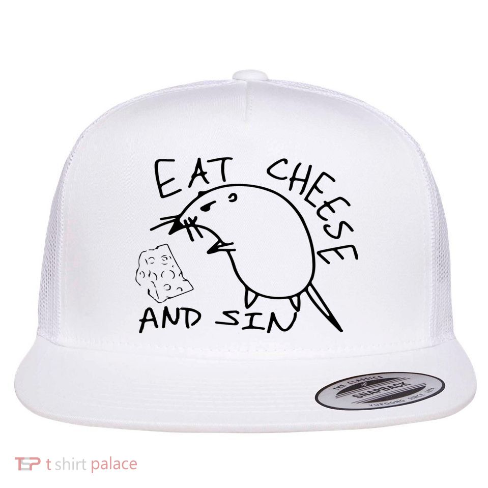 Buy Eat Cheese And Sin Funny Rat Flatbill Hat