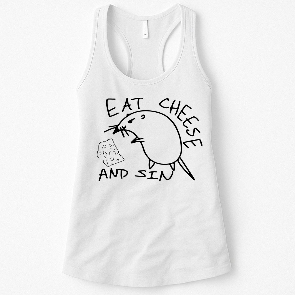 Buy Eat Cheese And Sin Funny Rat Womens Tank Top