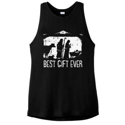 Best Ever Christmas Cool Jesus Nativity Scene Christian Ladies PosiCharge Tri-Blend Wicking Tank