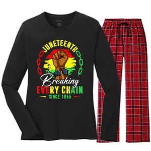 Breaking Every Chain Since 1865 Juneteenth Freedom Women's Long Sleeve Flannel Pajama Set 