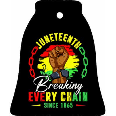 Breaking Every Chain Since 1865 Juneteenth Freedom Ceramic Bell Ornament