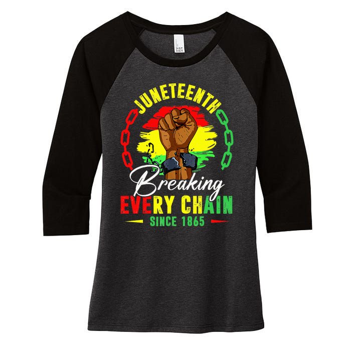 Breaking Every Chain Since 1865 Juneteenth Freedom Women's Tri-Blend 3/4-Sleeve Raglan Shirt