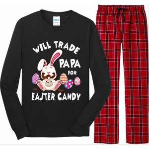 Bunny Eat Chocolate Eggs Will Trade Papa For Easter Candy Funny Gift Long Sleeve Pajama Set