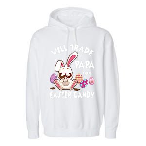 Bunny Eat Chocolate Eggs Will Trade Papa For Easter Candy Funny Gift Garment-Dyed Fleece Hoodie