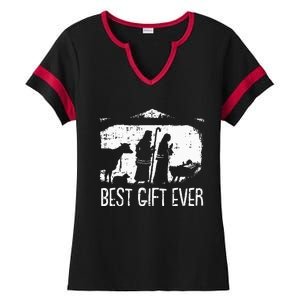 Best Ever Christmas Cool Jesus Nativity Scene Christian Ladies Halftime Notch Neck Tee