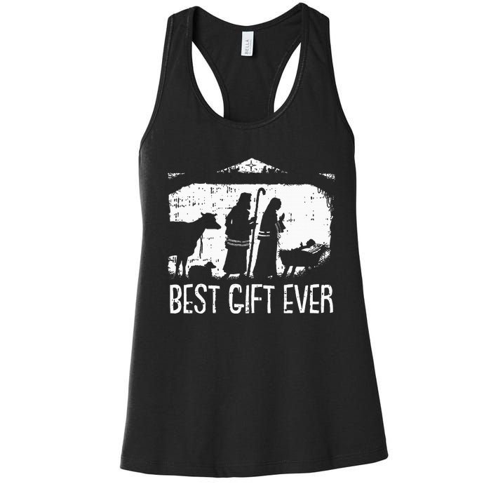 Best Ever Christmas Cool Jesus Nativity Scene Christian Women's Racerback Tank