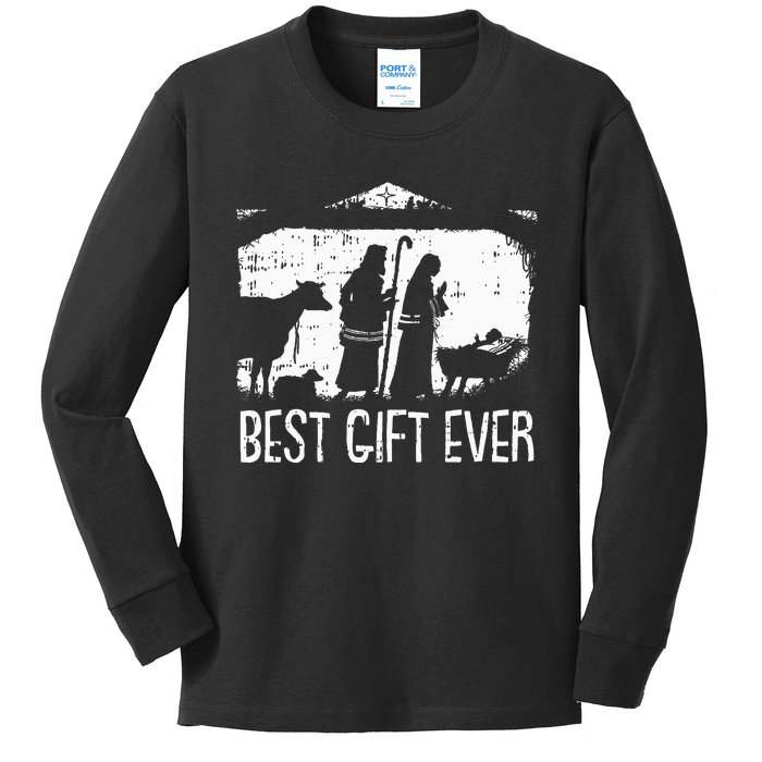 Best Ever Christmas Cool Jesus Nativity Scene Christian Kids Long Sleeve Shirt