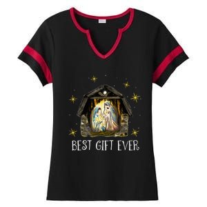 Best Ever Christmas Cool Jesus Nativity Scene Christian  Ladies Halftime Notch Neck Tee