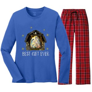 Best Ever Christmas Cool Jesus Nativity Scene Christian  Women's Long Sleeve Flannel Pajama Set 