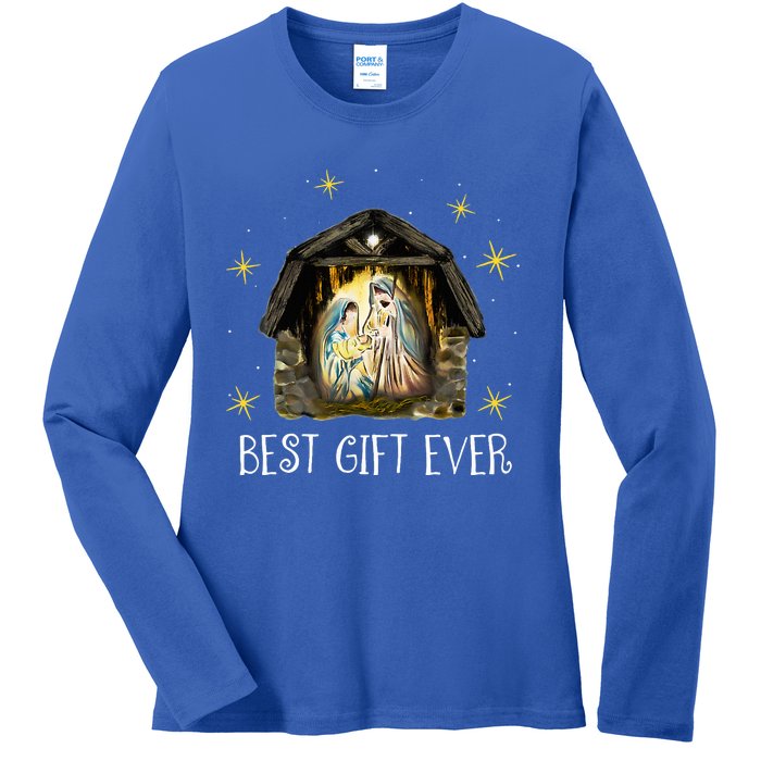 Best Ever Christmas Cool Jesus Nativity Scene Christian  Ladies Long Sleeve Shirt