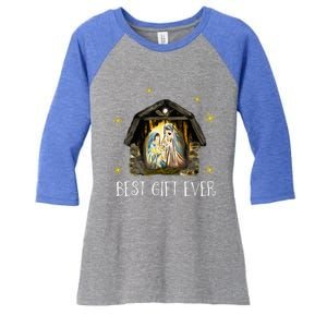 Best Ever Christmas Cool Jesus Nativity Scene Christian  Women's Tri-Blend 3/4-Sleeve Raglan Shirt