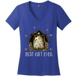 Best Ever Christmas Cool Jesus Nativity Scene Christian  Women's V-Neck T-Shirt