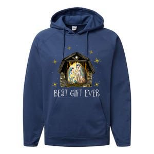 Best Ever Christmas Cool Jesus Nativity Scene Christian  Performance Fleece Hoodie