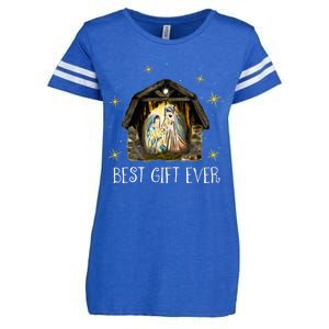 Best Ever Christmas Cool Jesus Nativity Scene Christian  Enza Ladies Jersey Football T-Shirt