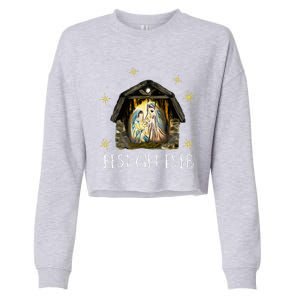 Best Ever Christmas Cool Jesus Nativity Scene Christian  Cropped Pullover Crew