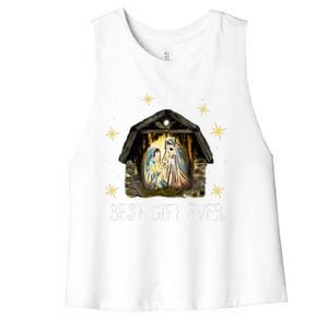 Best Ever Christmas Cool Jesus Nativity Scene Christian  Women's Racerback Cropped Tank