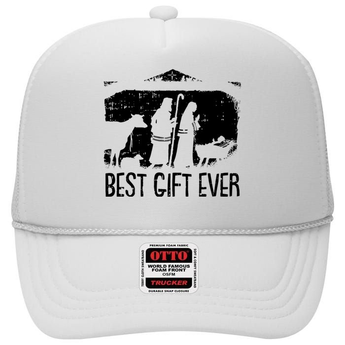 Best Ever Christmas Cool Jesus Nativity Scene Christian High Crown Mesh Back Trucker Hat