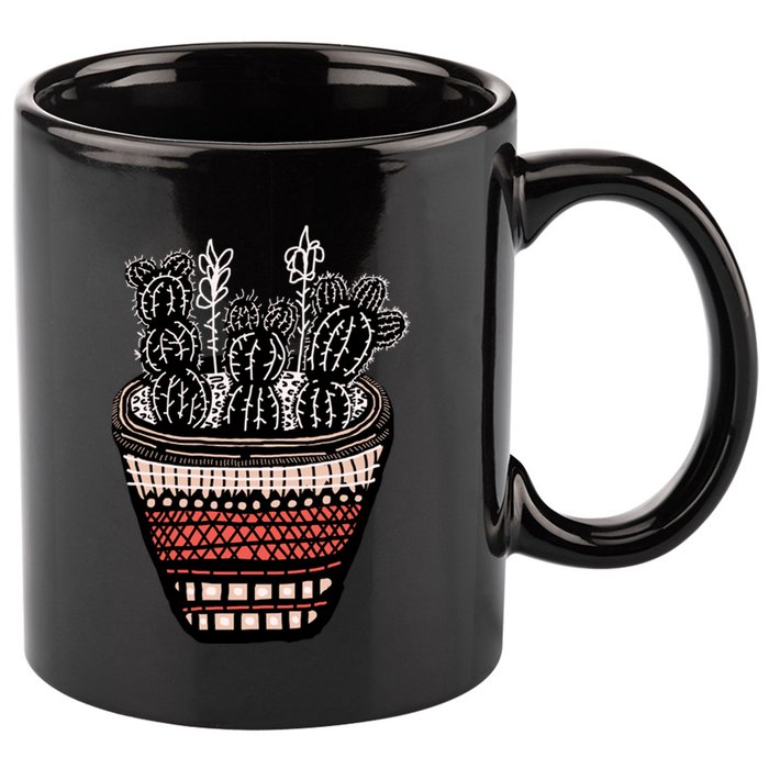 Bunny Ear Cacti Art 11oz C Handle Ceramic Mug