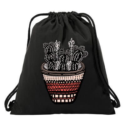 Bunny Ear Cacti Art Drawstring Bag