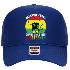 Breaking Every Chain Since 1865 Junenth Black History Gift High Crown Mesh Back Trucker Hat