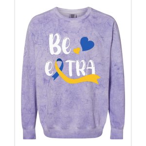 Be Extra Cute T21 World Down Syndrome Colorblast Crewneck Sweatshirt