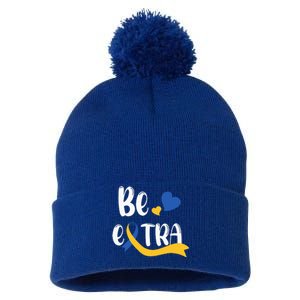 Be Extra Cute T21 World Down Syndrome Pom Pom 12in Knit Beanie