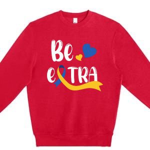 Be Extra Cute T21 World Down Syndrome Premium Crewneck Sweatshirt