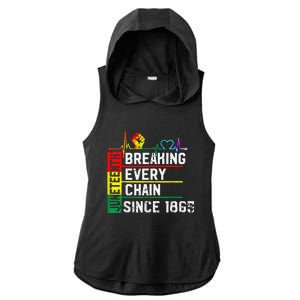 Breaking Every Chain Since 1865 Juneteenth Black History Ladies PosiCharge Tri-Blend Wicking Draft Hoodie Tank