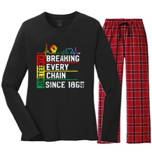 Breaking Every Chain Since 1865 Juneteenth Black History Women's Long Sleeve Flannel Pajama Set 