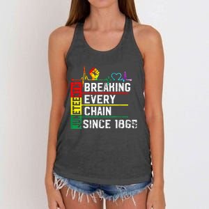 Breaking Every Chain Since 1865 Juneteenth Black History Women's Knotted Racerback Tank