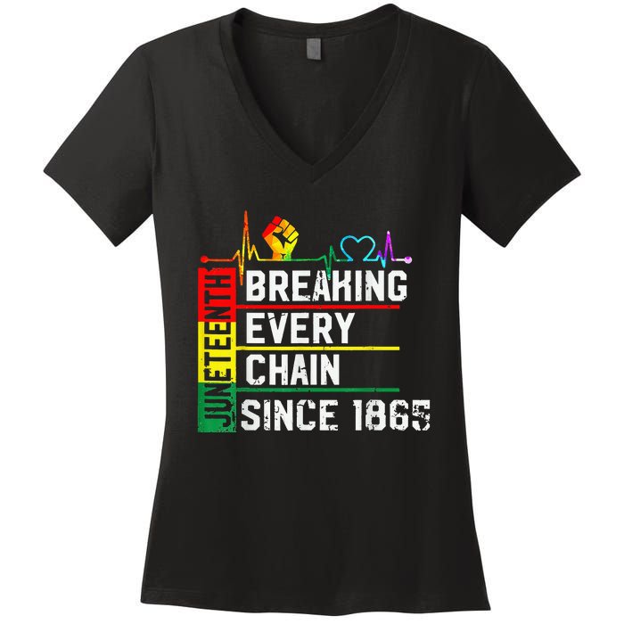 Breaking Every Chain Since 1865 Juneteenth Black History Women's V-Neck T-Shirt