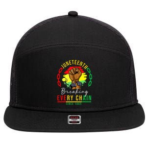 Breaking Every Chain Since 1865 Juneteenth Freedom 7 Panel Mesh Trucker Snapback Hat