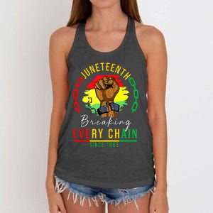 Breaking Every Chain Since 1865 Juneteenth Freedom Women's Knotted Racerback Tank