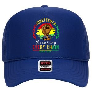 Breaking Every Chain Since 1865 Juneteenth Freedom High Crown Mesh Back Trucker Hat