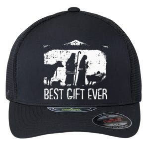 Best Ever Christmas Cool Jesus Nativity Scene Christian Flexfit Unipanel Trucker Cap