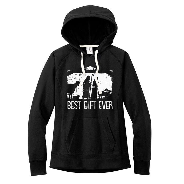 Best Ever Christmas Cool Jesus Nativity Scene Christian Women's Fleece Hoodie