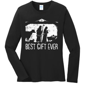 Best Ever Christmas Cool Jesus Nativity Scene Christian Ladies Long Sleeve Shirt