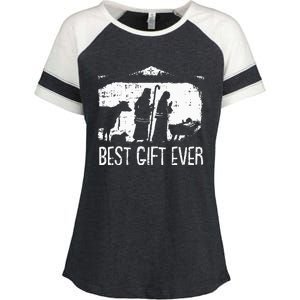 Best Ever Christmas Cool Jesus Nativity Scene Christian Enza Ladies Jersey Colorblock Tee