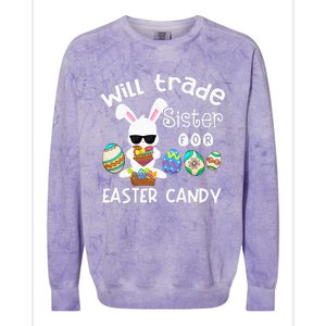 Bunny Eat Chocolate Eggs Will Trade Sister Easter Colorblast Crewneck Sweatshirt