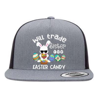 Bunny Eat Chocolate Eggs Will Trade Sister Easter Flat Bill Trucker Hat