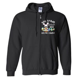 Bunny Eat Chocolate Eggs Will Trade Sister Easter Full Zip Hoodie