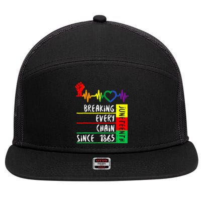 Breaking Every Chain Since 1865 Juneteenth Independence Day 7 Panel Mesh Trucker Snapback Hat