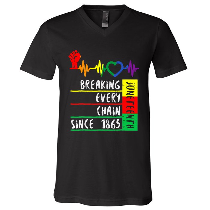 Breaking Every Chain Since 1865 Juneteenth Independence Day V-Neck T-Shirt