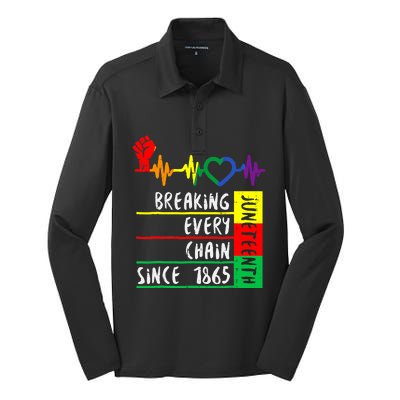 Breaking Every Chain Since 1865 Juneteenth Independence Day Silk Touch Performance Long Sleeve Polo