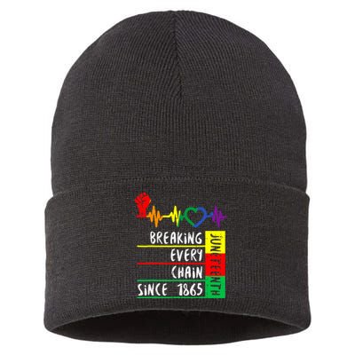 Breaking Every Chain Since 1865 Juneteenth Independence Day Sustainable Knit Beanie