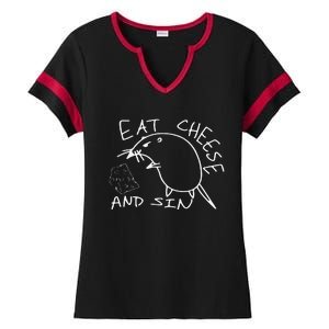 But Eat Cheese And Sin Funny Rat Ladies Halftime Notch Neck Tee