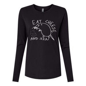 But Eat Cheese And Sin Funny Rat Womens Cotton Relaxed Long Sleeve T-Shirt