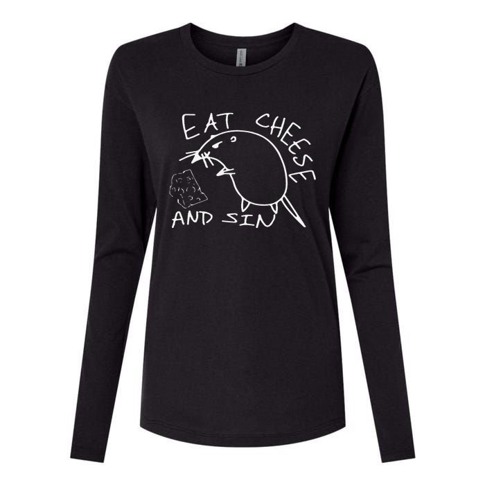 But Eat Cheese And Sin Funny Rat Womens Cotton Relaxed Long Sleeve T-Shirt