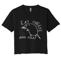 But Eat Cheese And Sin Funny Rat Women's Crop Top Tee