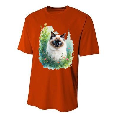 Blue Eyed Cat Forest Lover’S Nature Inspired Flowers Performance Sprint T-Shirt